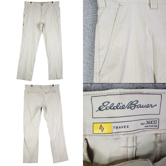 Eddie Bauer Other - Eddie Bauer Travex Pants Men's 36x32 Beige Cream Straight Leg Hiking